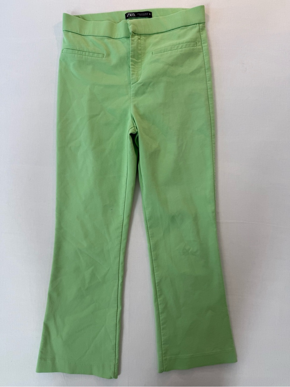 Zara Women's Light Green Flare Stretch Jeans
